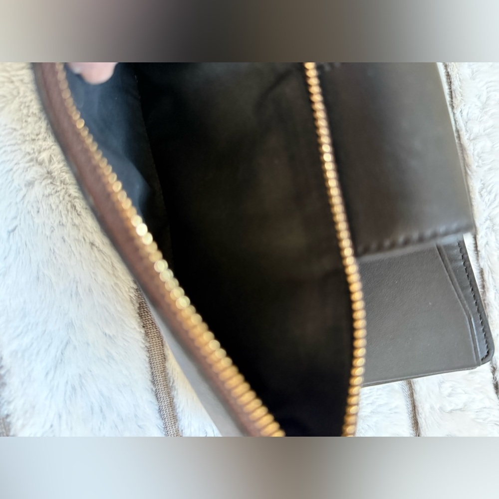 Coach Dark Brown Signature Wristlet Clutch with Gold Logo - Picture 8 of 8